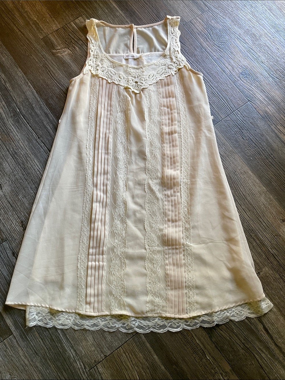 Blu Pepper Cream Lace Trim A-Line Dress